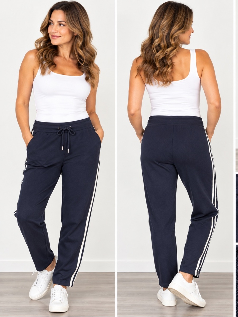 Lauren Ralph Lauren Navy Double Stripe Jogger Pants Size Large
